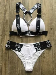 女性用水着水着女性用スーツプッシュアップビキニ2019 Mujer Lace Up Bikinis Women Swimsuit Letter Mini Thong Bikini Set T230417