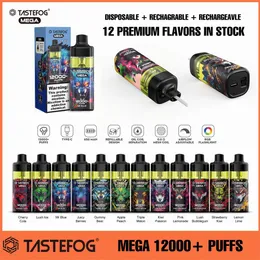 New Wholesale Tastefog Mega 12000+ puffs disposable vape 2% mesh coil refillable disposable e-cig rechargeable vape