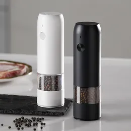 Mills Electric Automatic Salt and Pepper Grinder Set Rechargeable With USB Gravity Spice Mill Adjustable Spices Grinder Kitchen tools 230417