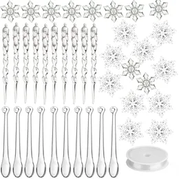 Christmas Decorations 40pcs Christmas Tree Pendant Ornaments Acrylic Crystal Snowflake Icicles Decoration Kit for Xmas Winter Year Party Decor 231117
