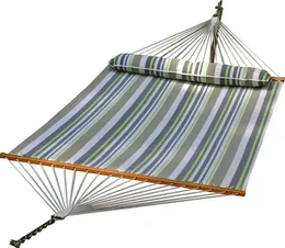 2789W-74SPC Quik-Dry Fabric Hammock with Pillow, Green/Gray/White