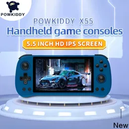 Portable Game Players POWKIDDY X55 Handheld Console 5 5 inch IPS Screen RK3566 Open Source Retro TV Out Video Games Player Kids Gift 231117