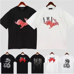 AM Designer-T-Shirt in limitierter Auflage von 2023 Rabbit Year New Couples Tees Streetwear Summer Fashion Shirt Splash-Ink Letter Print Design Couple Short Sleeves