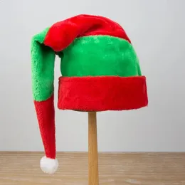 Beanieskull Caps Red and Green Striped Christmas Hats with Plush Extensions Fun Elf for Halloween Decorations 231116