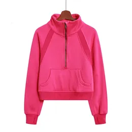 Lu Lu Align Yoga Lemon SCUBA da donna Colletto a camino Felpa con cappuccio Pullover con cerniera Tinta unita Sciolto a maniche lunghe Sport per il tempo libero Plus Tessuto in velluto Voat LL Jogger