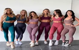 Mulheres sem costura conjuntos de yoga 2 pçs qualidade conjunto yoga treino roupas esportivas ginásio roupas fitness wear barato cintura alta leggings esportes 7320804