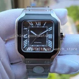 Мужские часы Деловые часы BVF Factory 40MM Часы с автоматическим механизмом Сталь 904L Серебряный ремешок Черный квадратный циферблат С сапфировым стеклом Водонепроницаемые супернаручные часы