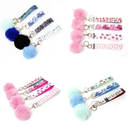 PU-Leder-Schmetterlings-Schlüsselanhänger Pompon-Schlüsselanhänger Regenbogen-Multi-Muster-Schlüsselanhänger mit Imitations-Kaninchenhaar-Schlüsselanhänger Frauen-Mädchen-Taschen-Anhänger 25 Arten