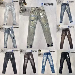 Фиолетовые джинсы 2023 Дизайнерские мужские джинсы Модные рваные байкерские женские джинсовые брюки-карго для мужчин Черные брюки высокого качества