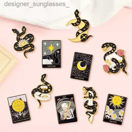 Pins Brooches Creative Tren Cartoon Black Snake Tarot Oil Drop Lel Brooch Badge Pin Denim Bag Gift Men Women Fashion Jewelry DecorationL231117