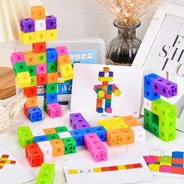 كتل لبنات البناء لعبة Montessori Rainbow Math Link Link Cubes Educational Boxmative Color Conting Counting Piece Insert Cacked Cube 231117 أفضل جودة