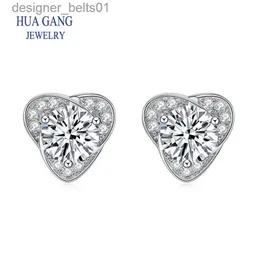 Stud D Color 0.5ct Moissanite Heart Stud Earrings Sets Women Girls Shiny Round Ear Plugs Studs for Boys Men Teens SilverL231117