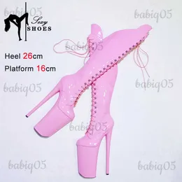 Stiefel 26CM Kniehohe Stiefel Sexy Pole Dance Schuhe 10 Zoll Stripper Heels Plattform Nachtclub frauen Fetisch Schuhe größe 35-44 botas mujer T231117