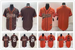 Football Jersey Cleveland''Browns''MEN Nick Chubb Denzel Ward Orange Cool Base Stitched Baseball Football