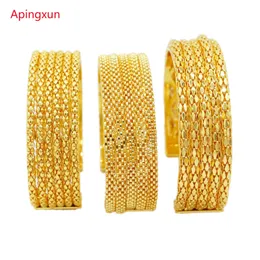 커프 apingxun 2pcs/lot cuff barcelet 아프리카 프랑스 여성 남자 팔찌 웨딩 쥬얼리 에티오피아 보헤미아 금색 뱅글 파티 선물 231116