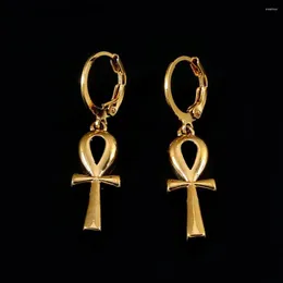 Dangle Earrings Gold Color Classic Ankh Egyptian Cross Jewelry Women Egypt Hieroglyphs Crux Ansata
