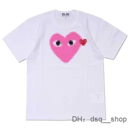 남자 티셔츠 디자이너 티 남자 티셔츠 cdg com des garcons 작은 빨간 심장 놀이 티셔츠 화이트 남성 중간 티 아미 셔츠 68g3