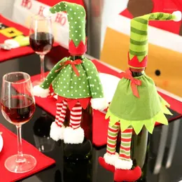 Julekorationer 1st Hemmiddagsfest Bord Decors vinomslag Set Santa Claus Snowman Gift Navidad Xmas Supplies1