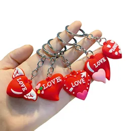 Love Heart Keychain Подвеска PVC Клаповые сумки украшения Keyring День святого Валентина Подарочные цепочки Key Chains