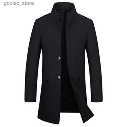 Męskie Trench Coats Spring and Autumn New Korean Edition Solid Kolor Wełniany Męski Windbreaker Long Fit Wool Coat Men Młodzieżowy płaszcz Q231118