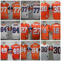 NCAA 75th Vintage Football 18 Peyton Manning Jerseys Blue White 27 Steve Atwater 84 Shannon Sharpe 7 John Elway 30 Terrell Davis 49