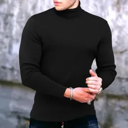 Menströjor Fashion Casual Slim Fit Basic Turtleneck Knittad tröja plus Velvet High Collar Pullover Manlig dubbel Autumn Winter Tops 231116