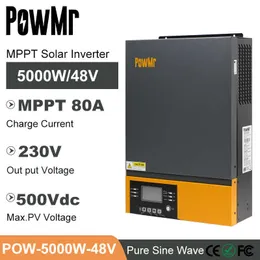 Bluetooth-Compatible 5KW Inversor 230V 48V 80A MPPT Charger Pure Sine Wave 60A Battery Charge 500Vdc PV Input LCD Solar Inverter