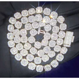 Ожерелье браслет Moissanite Diamond Custom VVS Кубинский ссылка Sier 8 мм 12 -мм большая теннисная цепь твердая спина Hiphop Hiphop