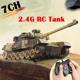 Electric RC Car 1 30 RC Tank Military War Battle United States M1 Leopard 2 Fjärrkontroll Elektronisk leksak Taktisk modell pojkar barn gåva 231117