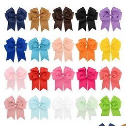 Hair Accessories Wholesale 6 Large Cheer Bow Baby Girl Solid Ribbon Bows With Alligator Clip Handmade Girls Cheerleading Drop Delive Dhhp6