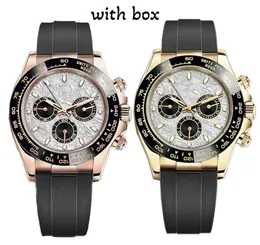 Mens Classic Watches 40mm 다이얼 마스터 자동 시계 상자 모델 기계식 시계 라운드 고무 스트랩 손목 시계 사파이어 시계 크리스마스