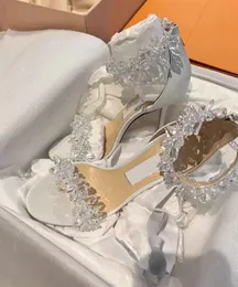 Sapatos de noiva de casamento de grife-marcas de verão sandálias lxuxry cristal / cristal salto alto salto alto