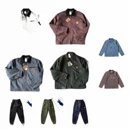 Designer Mens Jackets Vintage Washed Canvas Jacket Carhart Pullover Coat Lapel Neck Woolen Clothes Carharttles Outwear Padded Coats Hip Hop Long Pants L9CV#