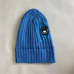 blu Cappellini multiuso in lana merino extra fine con logo a lente berretti da uomo lavorati a maglia all'aperto cappelli caldi con teschio da donna cappello unisex