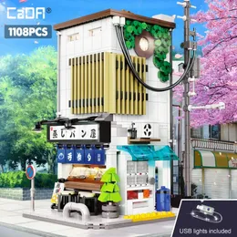 Blocos 1108 Pcs Cada Cidade LED Japonês Steamed Bun House Arquitetura Blocos de Construção Amigos Loja Figuras Tijolos Brinquedos para Crianças Presentes 231116