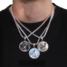 Collier pendentif médaillons Po sur mesure avec chaîne en corde, couleur or argent, Zircon cubique, collier hip hop, bijoux commémoratifs 3008