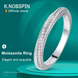 Bröllopsringar Knobspin D VVS Original för kvinnor Män 1mm Lab Diamond Band Jewelry S925 Sterling Sliver Ring 231117