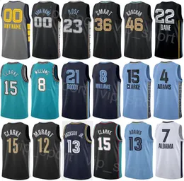 Baskılı Adam Çocuk Basketbol Şehri Jaren Jackson Jr Jersey 13 Brandon Clarke 15 Santi Aldama 7 Luke Kennard 10 Ja Morant 12 Desmond Bane 22 Spor Hayranları için Açıklama