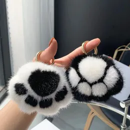 Key Ring Cat Claw Faux Fur Chain Charm Fashion Plush Bear paw Car Keychain Bag Pendant Party Gift Jewelry 231117