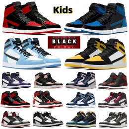 1s 1 Детская обувь Bred Patent Children Preschool PS Basketball Dark Mocha UNC Shadow Спортивная уличная обувь для маленьких мальчиков Дизайнерские кроссовки Кроссовки CYG23111702-18