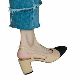 Vestido sapatos designer de luxo moda chunky salto slingbacks sandálias para mulheres ballet flat barco sapato damasco sola francês baixo plana couro genuíno M5cn #