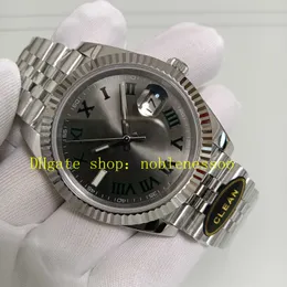 Relógio masculino automático de 6 estilos de 41 mm com mostrador Wimbledon 126334 moldura canelada pulseira de aço 904L branco preto verde azul limpo cal.3235 movimento relógios mecânicos