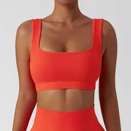 LULULEMENS NYA SPORTS Underkläder Tyg Nylon andningsbara kvinnor Yoga toppar BRA Solid färg och sexig sportkläder utomhus träning Gymkläder Lulu