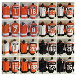 Vintage Herren Hockey''nHl'' Trikots 16 Bobby Clarke 1 Bernie Parent 8 Dave Schultz 7 Bill Barber 27 Ron Hextall 88 Eric Lindros 26 Brian Propp Schwarz