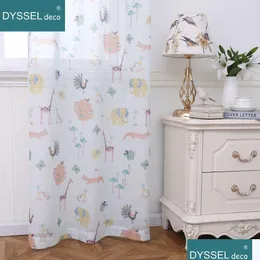 Curtain Curtain Natural Children Room Kids Cute Cartoon Animals Printting Europe Style Tle Sheer Blackout Windows Drape For Kidroom Dr Dhila