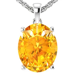 Necklace 14k White & Yellow Gold Oval Shape Cut Gemstone Birthstone Classic Jewelry Hanging Pendant Prong Setting with 18 Inch