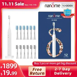 Toothbrush Nandme NX8000 Smart Sonic Electric Toothbrush Deep Cleaning Tooth Brush IPX7 Waterproof Micro Vibration Deep Cleaning Whitener Q231117