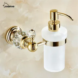 Europe Brass Crystal Liquid Soap Dispenser Antique Frosted Glass Container Bottle With Silver Finish Bathroom Products zy10 Y20040291a