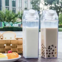 water bottle 500/1000ml Transparent Milk Water Bottle Drinkware Shaker Sports Square Milk Water Juice Coffee Bottle Trip Drinking Water Cup P230324