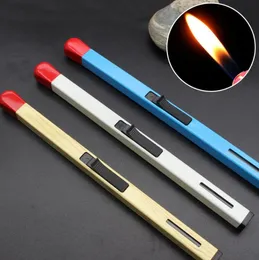 Latest Match Shape Lighter Metal Inflatable No Gas Cigar Butane Flame Kitchen Special Lighters Smoking Tool Accessories